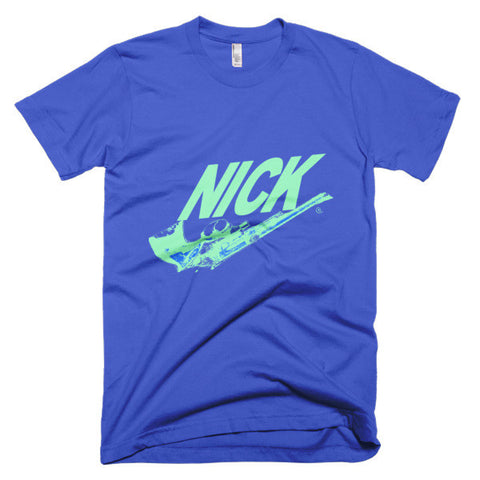 "The OG" Men's t-shirt with the original logo in Aqua on Blue