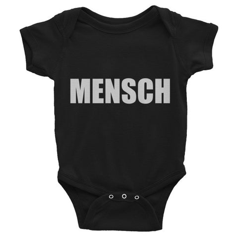 "MENSCH" A baby's onesie.