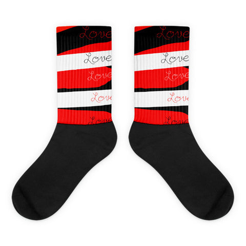 "Love Red White Black Socks."
