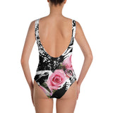 Black and White and Pink All Over Nicknickers One-Piece Swimsuit