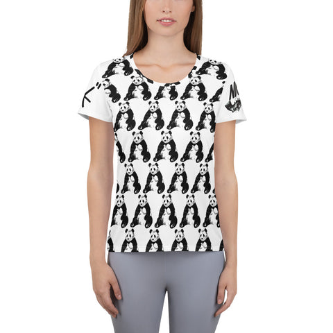 Big Black and White Panda named Mick. Nicknickers' Women's Athletic T-shirt